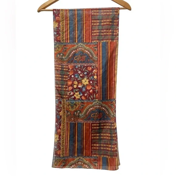 Vintage Multicolor Patterned Scarf - Picture 4 of 6